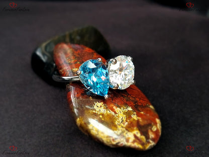 2.5 Ct Pear Moissanite, Aquamarine Engagement Ring