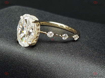 4 Ct Oval Diamond, Moissanite Engagement Ring