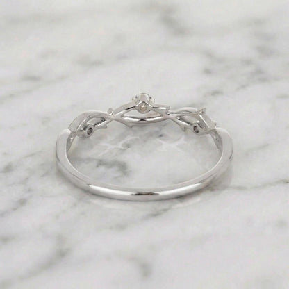 Nature Inspired Leaf Ring for Women Vintage Diamond Ring for Wedding Unique Small Promise Ring for Her Leaf, Stackable Band, Perfect gift