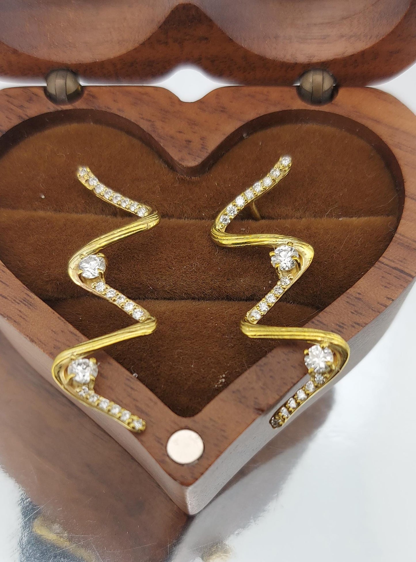 14k Gold Zig Zag Drop Earrings, Solid Dangling Gold Earring, Zig Zag drop, Drop Earrings, Perfect Gift Moissanite engagement ring in Gold or Platinum — custom handcrafted by Forever For Love
