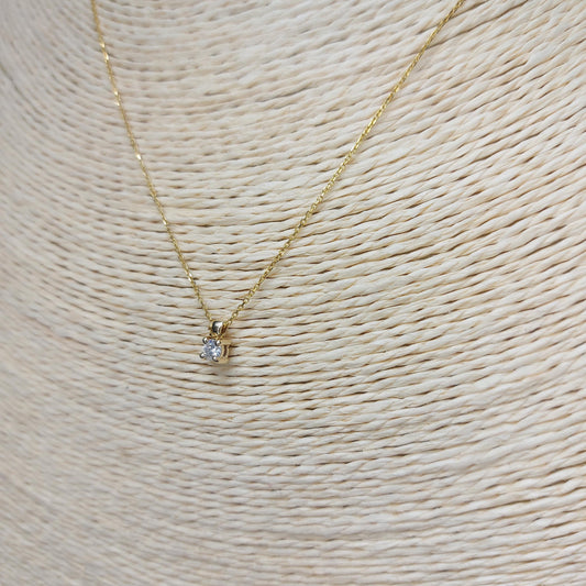 Round diamond Necklace, 14k Yellow Gold, Dainty Minimalist Round Pendant, Real Diamond Womens Necklace, Special Gift For Her.