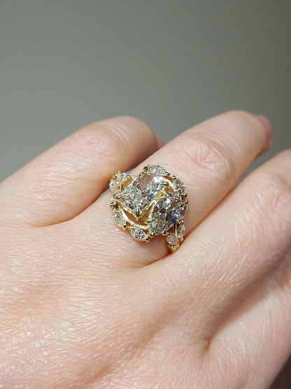 3 Ct Radiant Lab Diamond Engagement Ring
