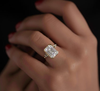2 Ct IGI Certified Emerald Lab Diamond Engagement Ring