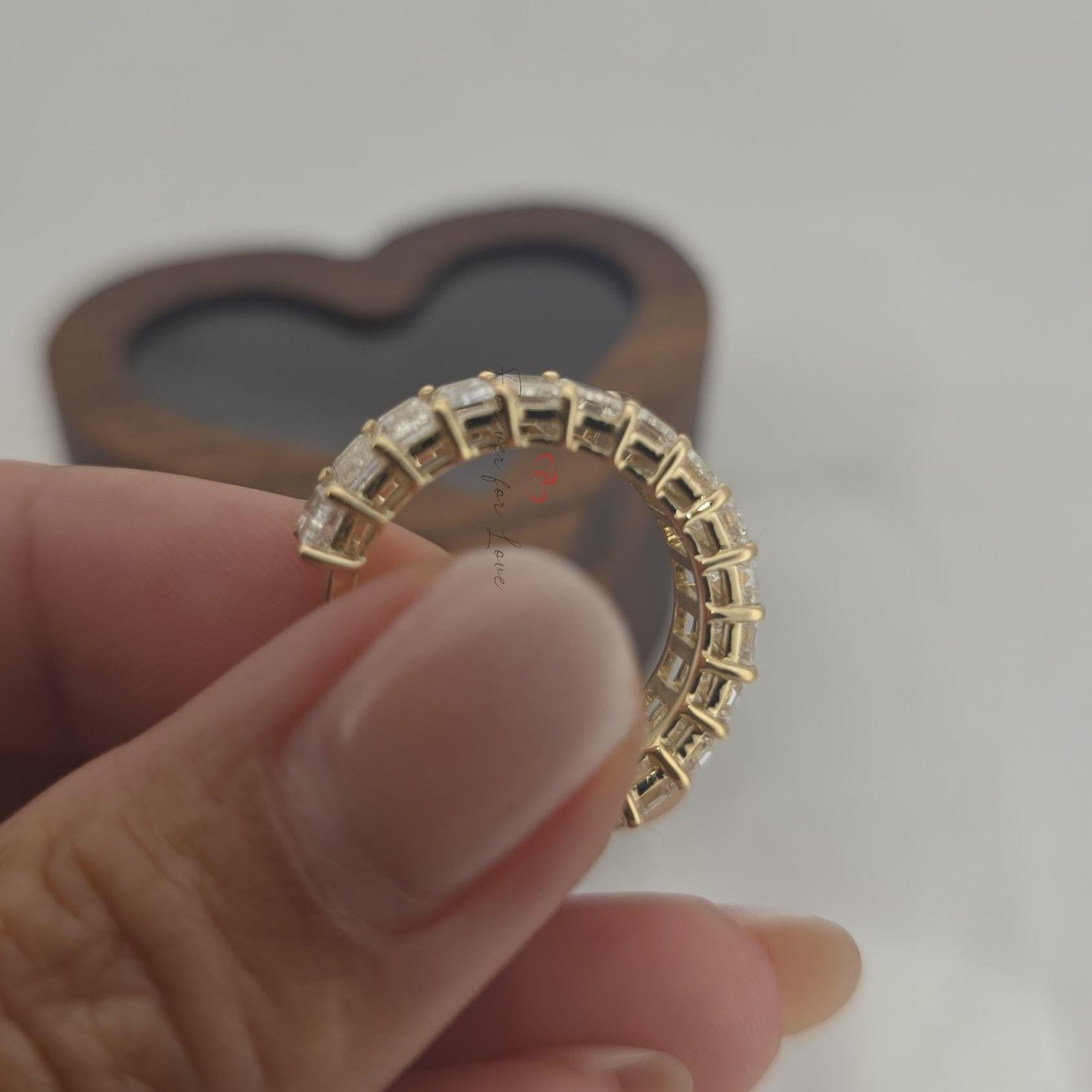 4 TCW Emerald cut Diamond wedding band Emerald cut Half eternity band Solid Yellow gold wedding band bridal ring Stacking Promise ring.