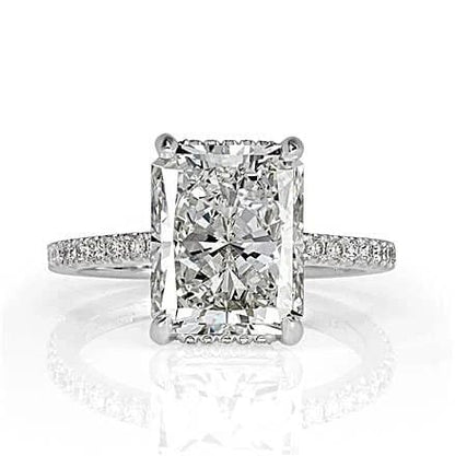 Radiant Cut Moissanite Engagement Ring, 4 ct Moissanite Ring, Pave Diamond Ring,Modern Engagement Ring.