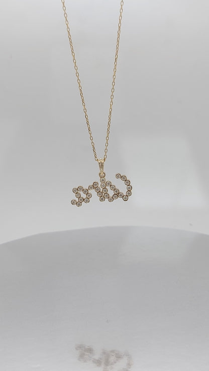 14K Massivgold Halskette, Labor-Diamant mit Lünettenfassung, Gold, Silber, Roségold, Personalisiertes Geschenk für sie