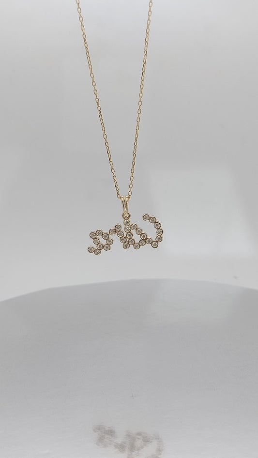 14K Solid Gold Necklace, Lab Diamond With Bezel Setting , Gold, Silver, Rose Gold , Personalized Gift for Her