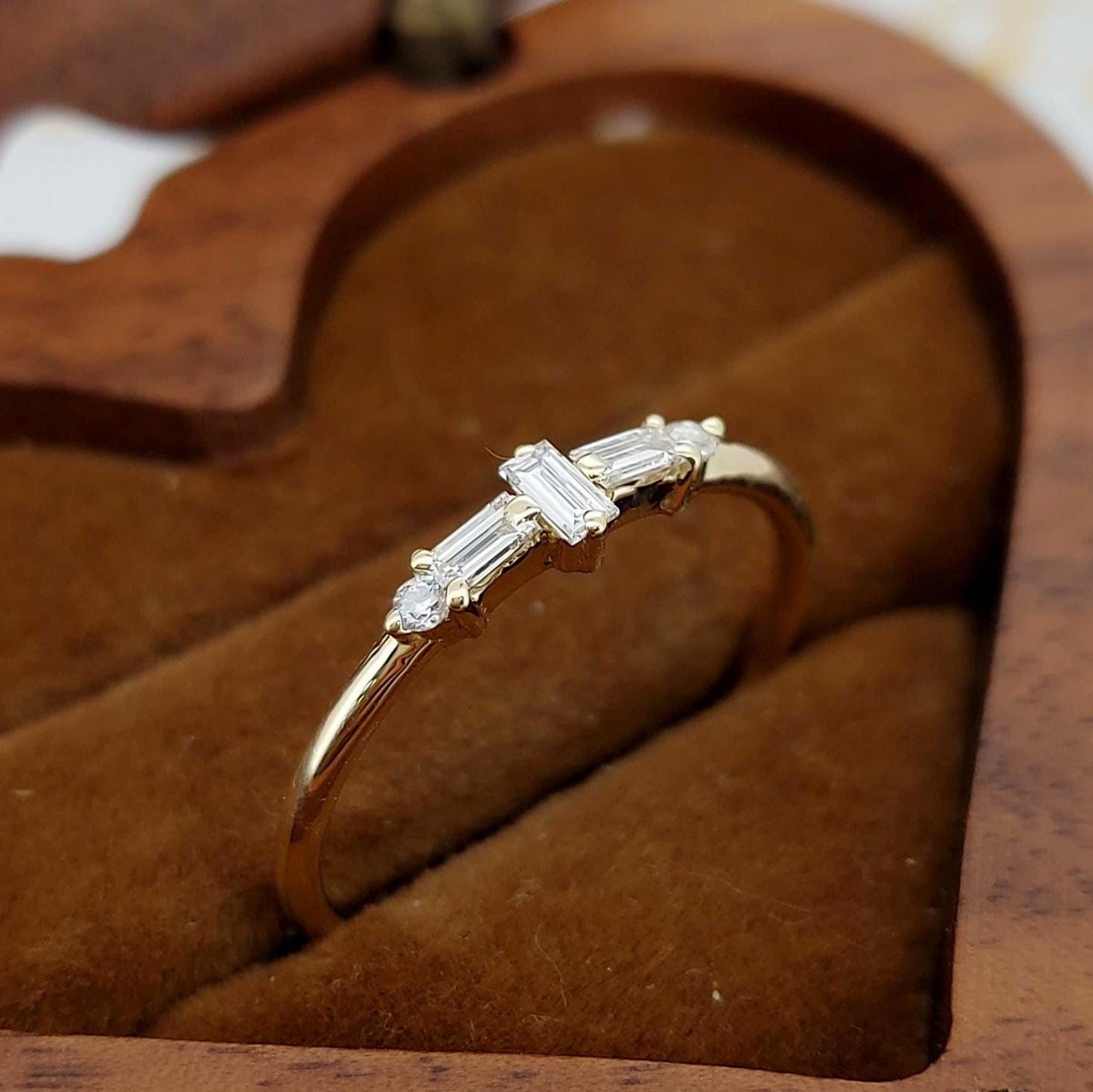 0.2 Ct Baguette Lab Diamond Stacking Ring Baguette cut Moissanite Brilliant Cut engagement ring in 935 Argentium Silver — custom handcrafted by Forever For Love