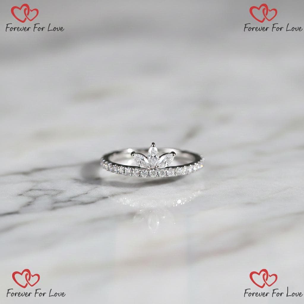 Marquise Lab Diamond Stackable Band Marquise cut Moissanite Brilliant Cut engagement ring in 935 Argentium Silver — custom handcrafted by Forever For Love