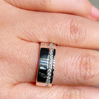 Man wedding band, chunky man band, his and her bands, diamond band, wedding band. 6mm wide solid gold band.