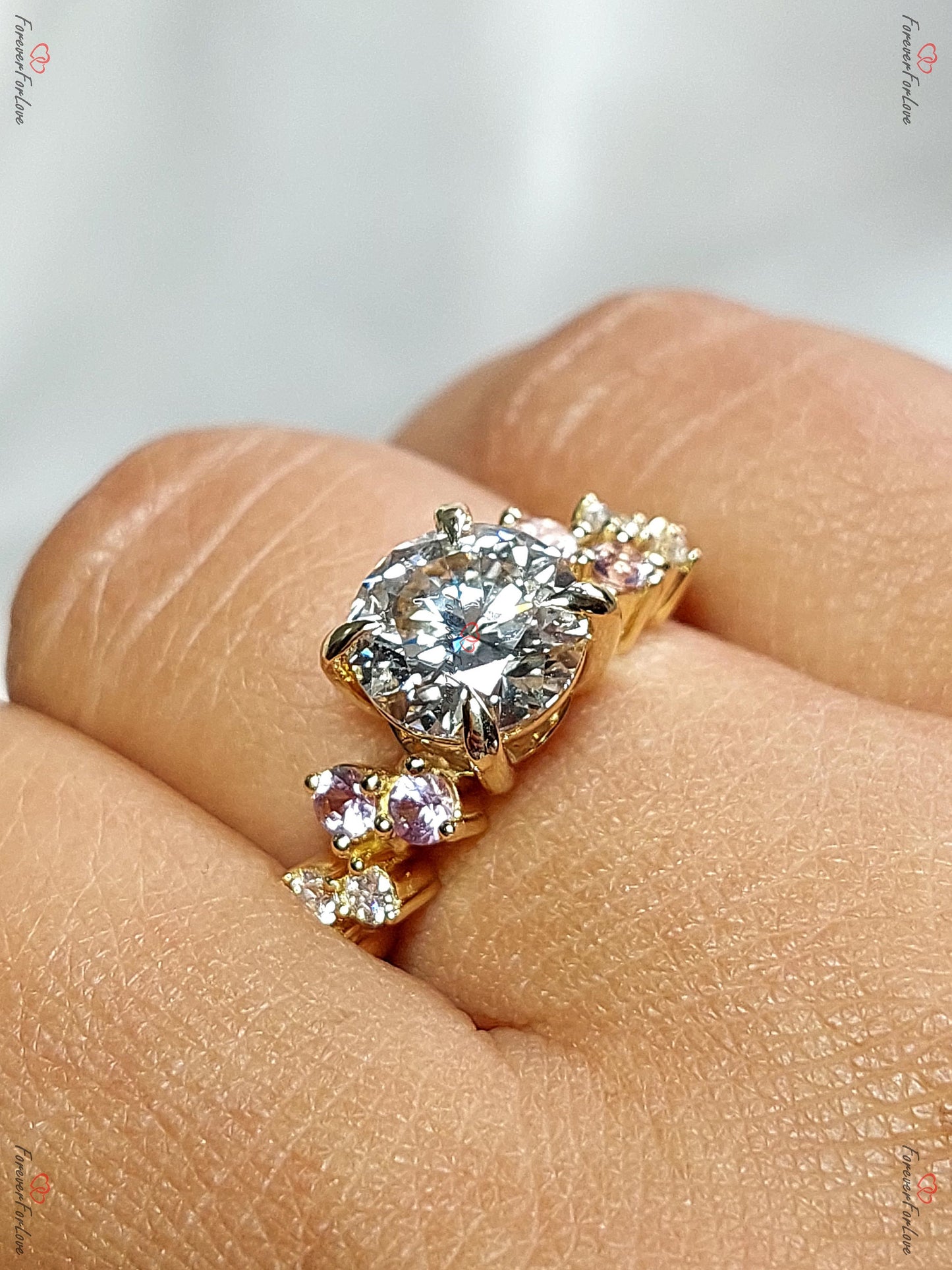 IGI Certified Round Lab Diamond Solitaire Engagement Ring Round cut Moissanite engagement ring in Gold or Platinum — custom handcrafted by Forever For Love