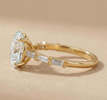 2.12 Ct IGI Certified Baguette Lab Diamond Engagement Ring