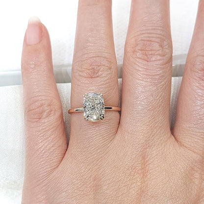 2.0 Ct IGI Certified Cushion Lab Diamond Hidden Halo Engagement Ring