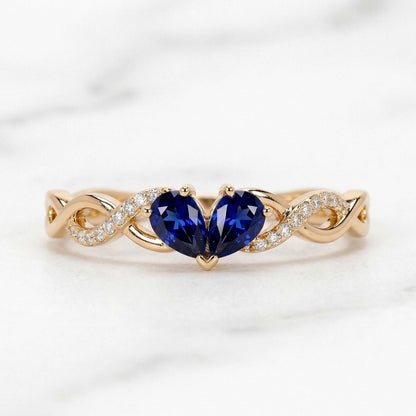 Pear Blue Sapphire Engagement Ring