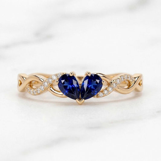 Pear Blue Sapphire Engagement Ring