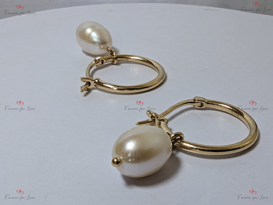 18ct gold, south sea pearl earrings, large pearl earrings, south sea pearl, hoop earrings bridal earrings huggie earring gift for her