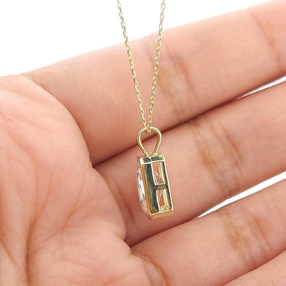 Pendentif solitaire avec chaîne en or jaune 14 carats, diamant radiant de 2 carats E/VVS2 certifié IGI, serti clos, diamant de laboratoire, cadeau parfait