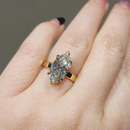 4.12 Ct IGI Certified Marquise Lab Diamond Engagement Ring