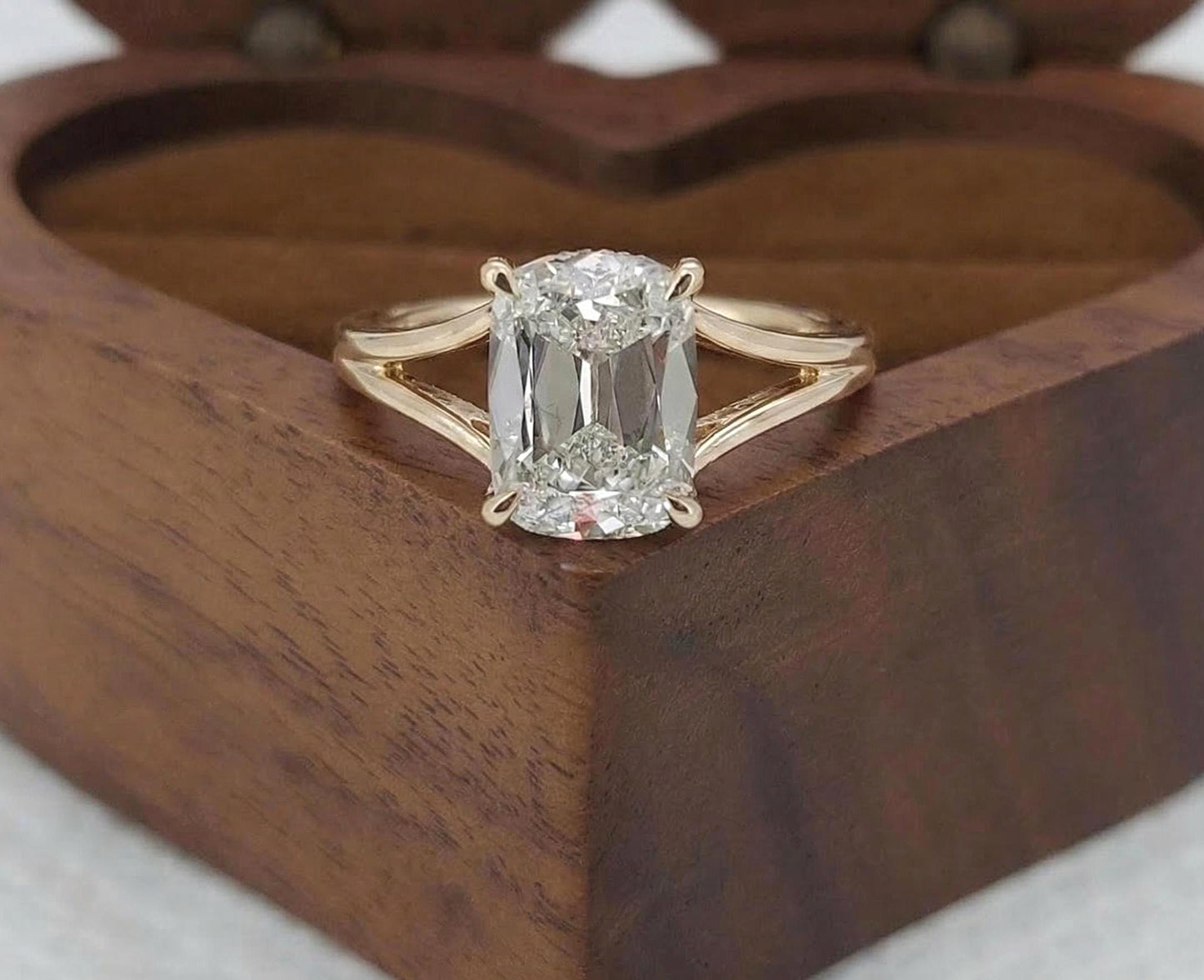 IGI Certified Old Mine Lab Diamond Hidden Halo Engagement Ring 1Ct Moissanite Brilliant Cut engagement ring in 935 Argentium Silver — custom handcrafted by Forever For Love