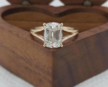 IGI Certified Old Mine Lab Diamond Hidden Halo Engagement Ring