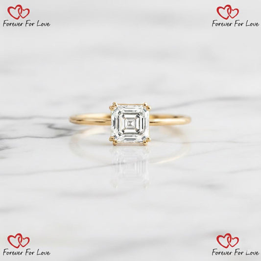 3 Ct IGI Certified Asscher Lab Diamond Solitaire Engagement Ring