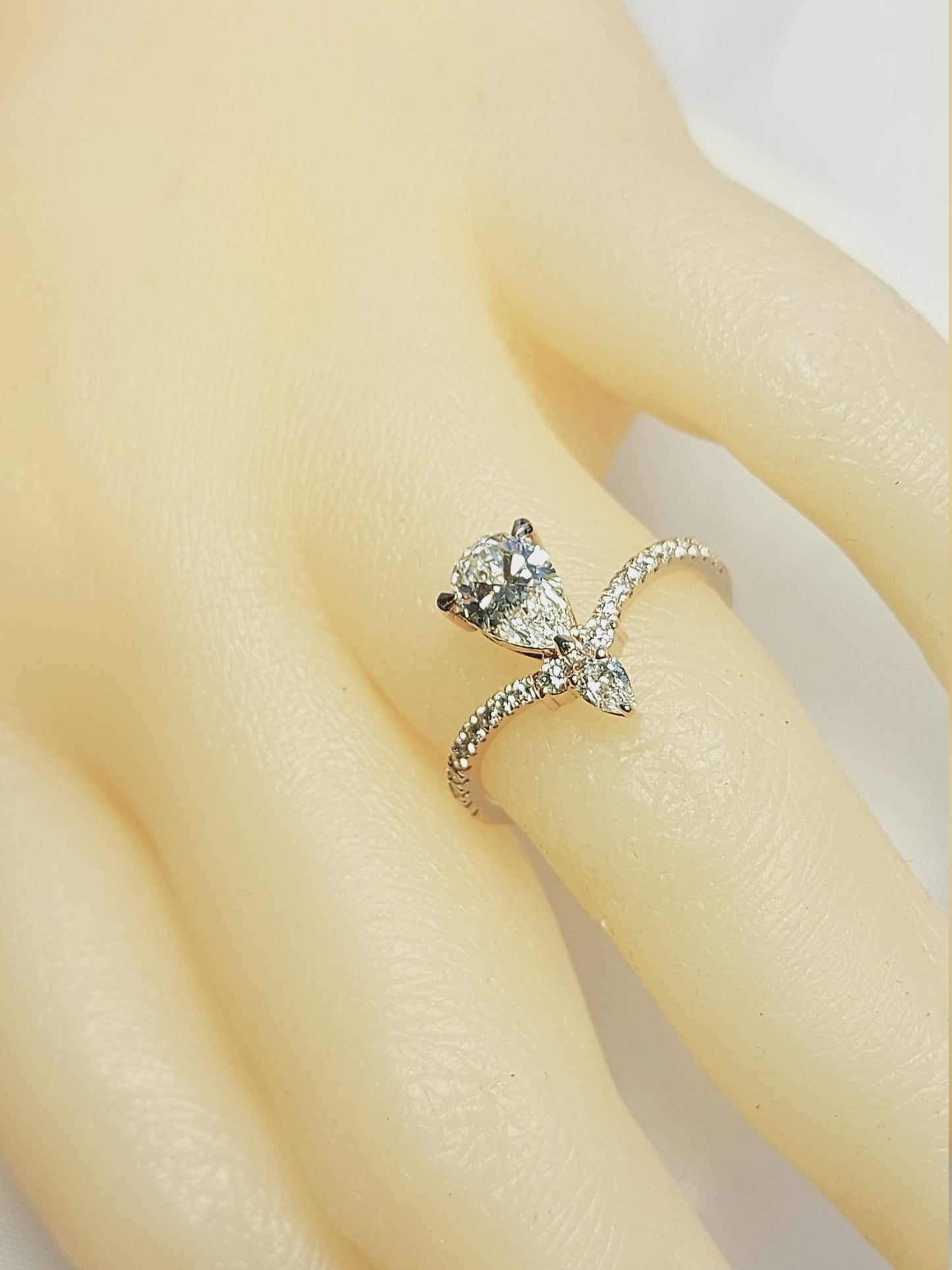 8 Ct IGI Certified Pear Lab Diamond Solitaire Engagement Ring Pear cut 1Ct Moissanite Brilliant Cut engagement ring in 935 Argentium Silver — custom handcrafted by Forever For Love
