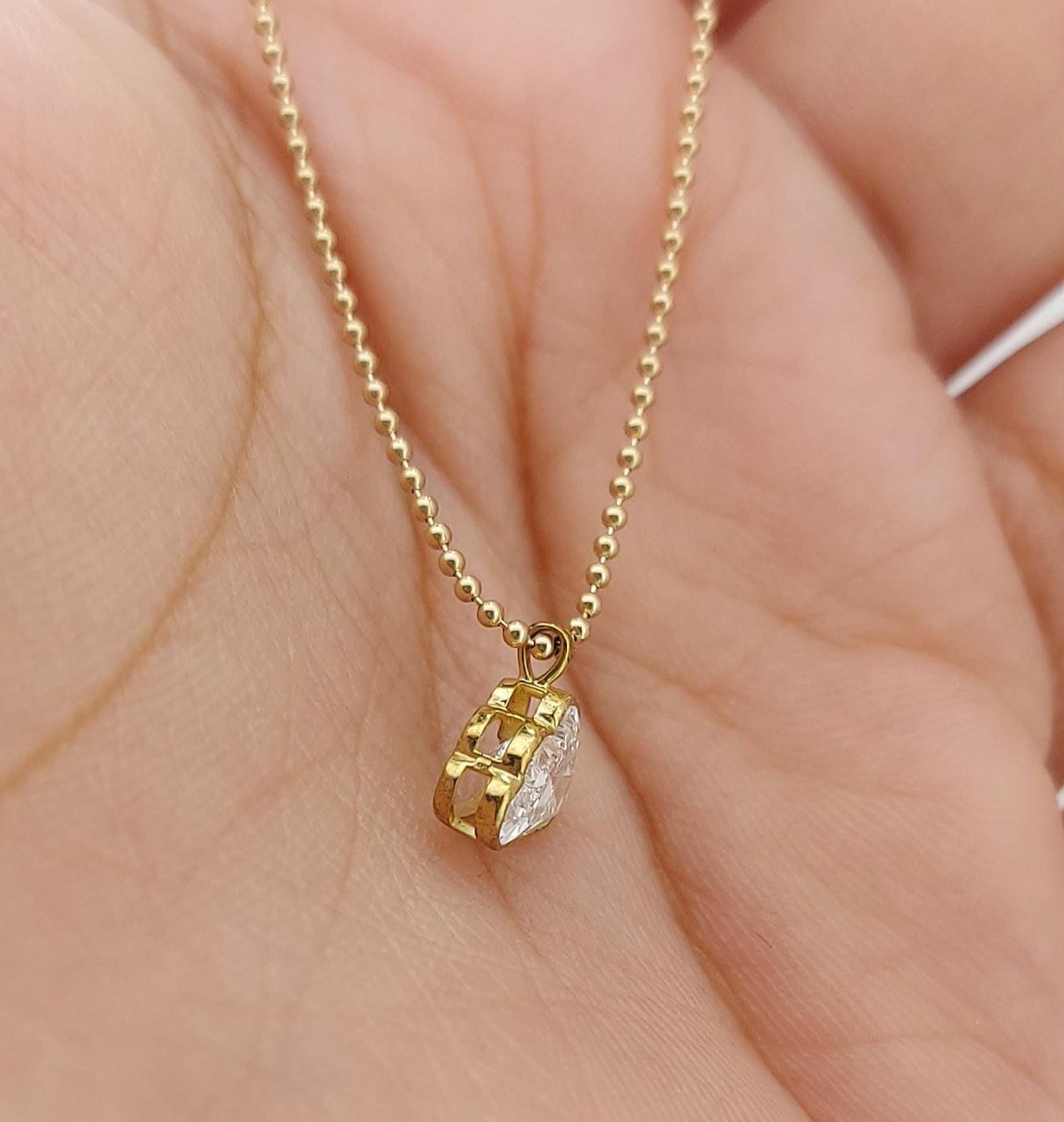 Cloud Shaped Pendant, Cloud shaped lab diamond Necklace, 14k Yellow Gold, Dainty Minimalist Pendant, Every day wear, Gift For Her. Moissanite engagement ring in Gold or Platinum — custom handcrafted by Forever For Love