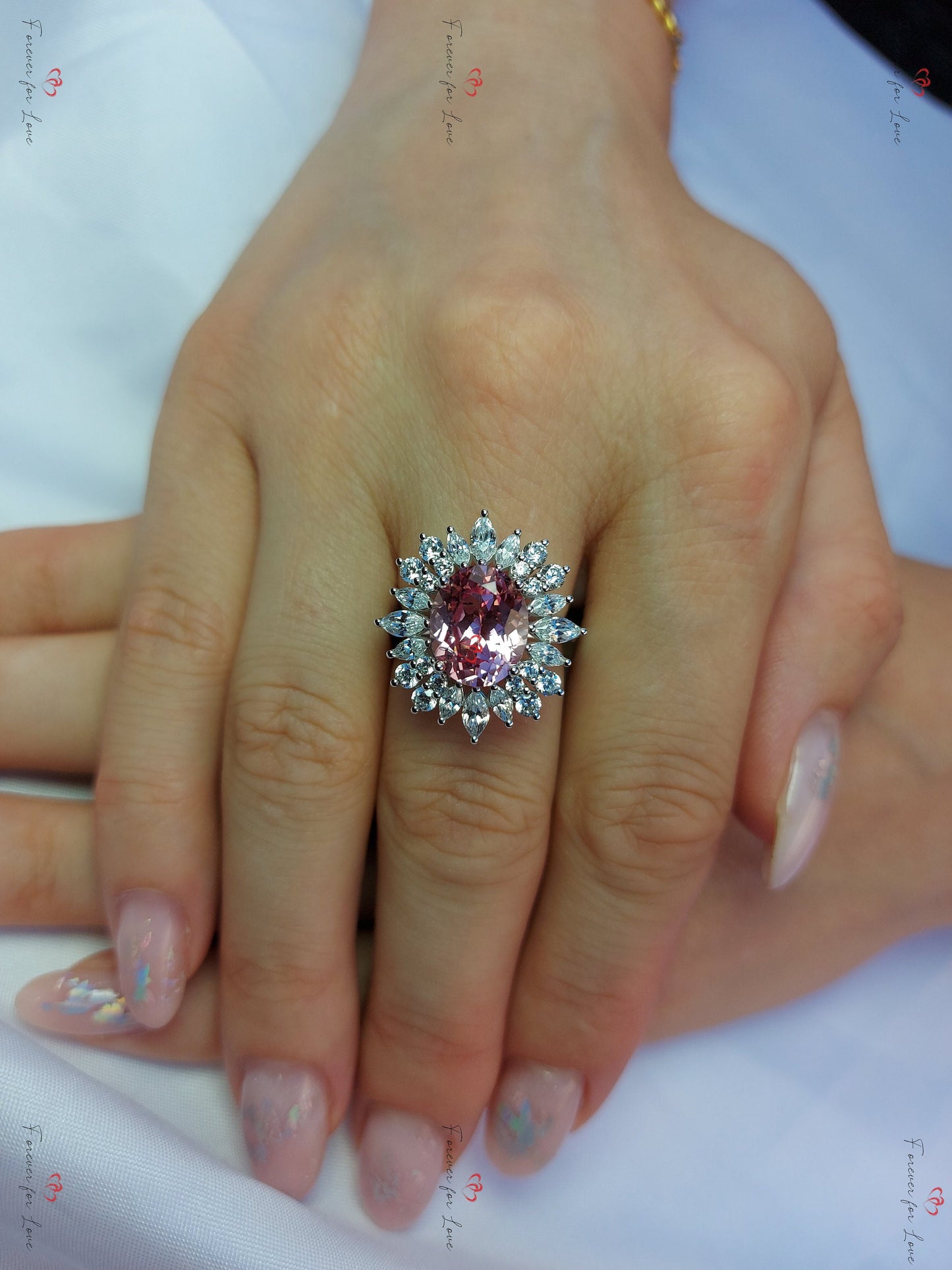 5 Ct Marquise Pink Sapphire Engagement Ring Marquise cut 1Ct Natural Sapphire engagement ring in 935 Argentium Silver — custom handcrafted by Forever For Love