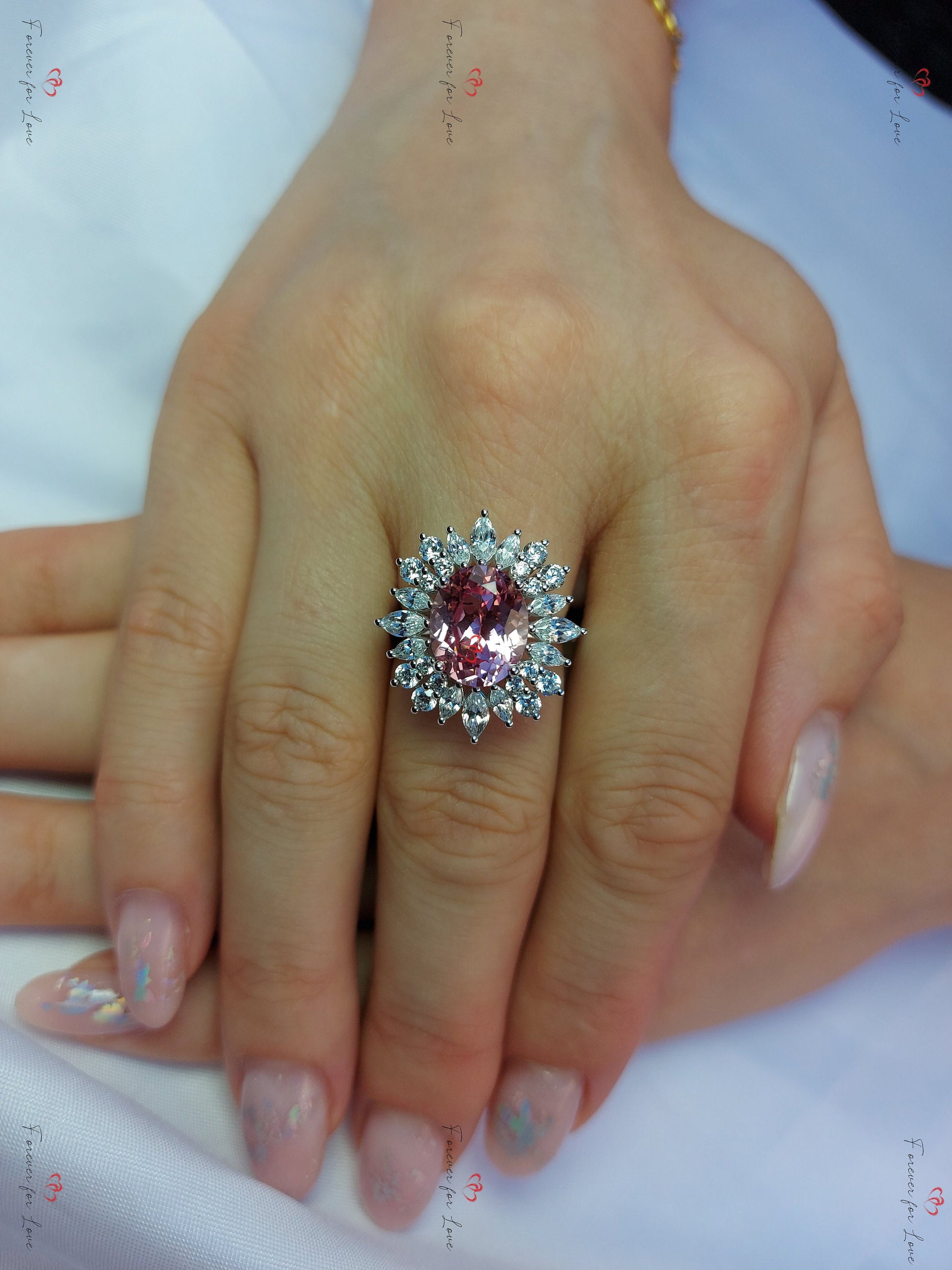 5 Ct Marquise Pink Sapphire Engagement Ring