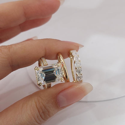8 Ct Emerald Moissanite, Emerald Wedding Band