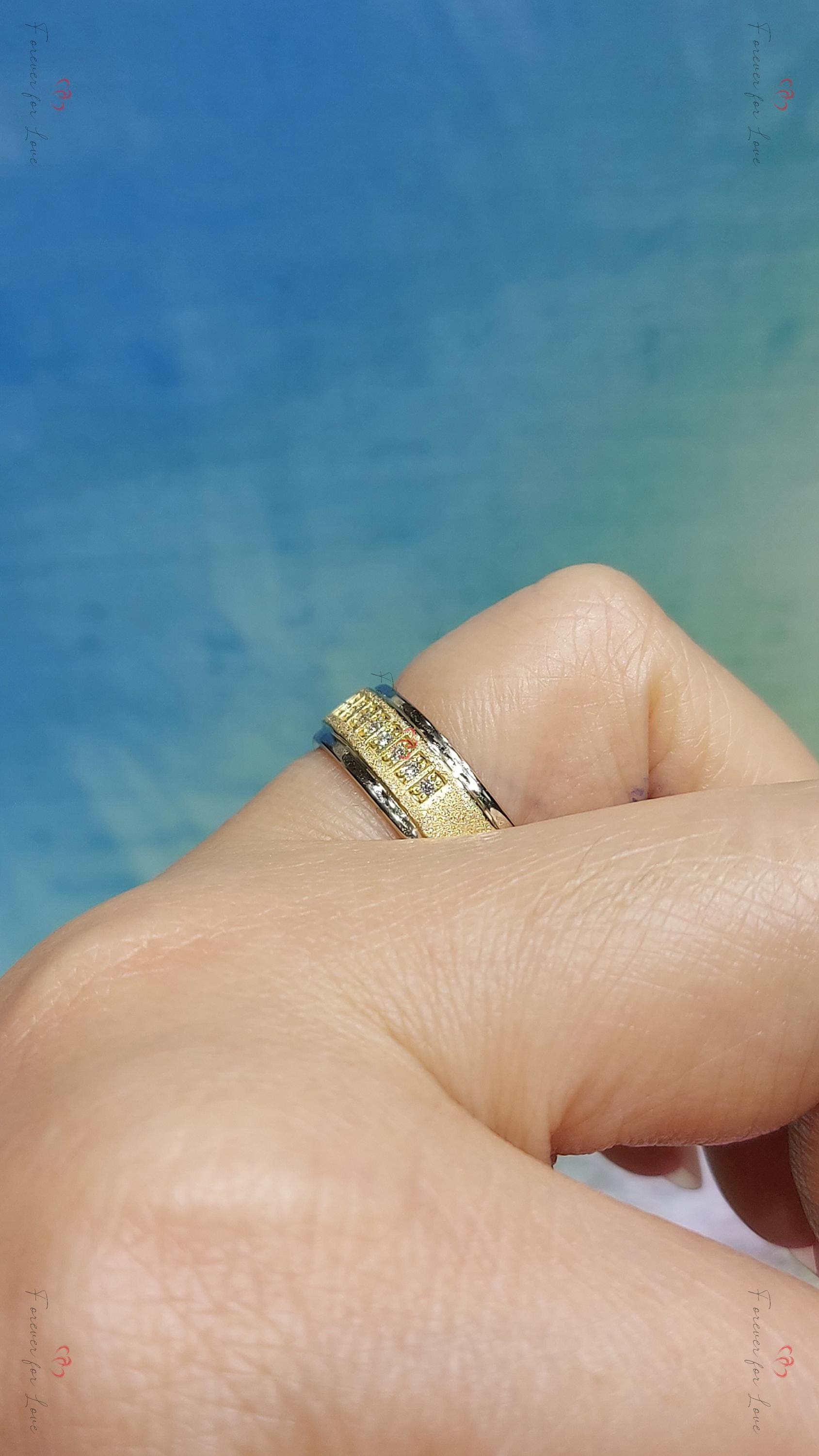 Man wedding band, chunky man band, his and her bands, diamond band, wedding band. 6mm wide solid gold band.