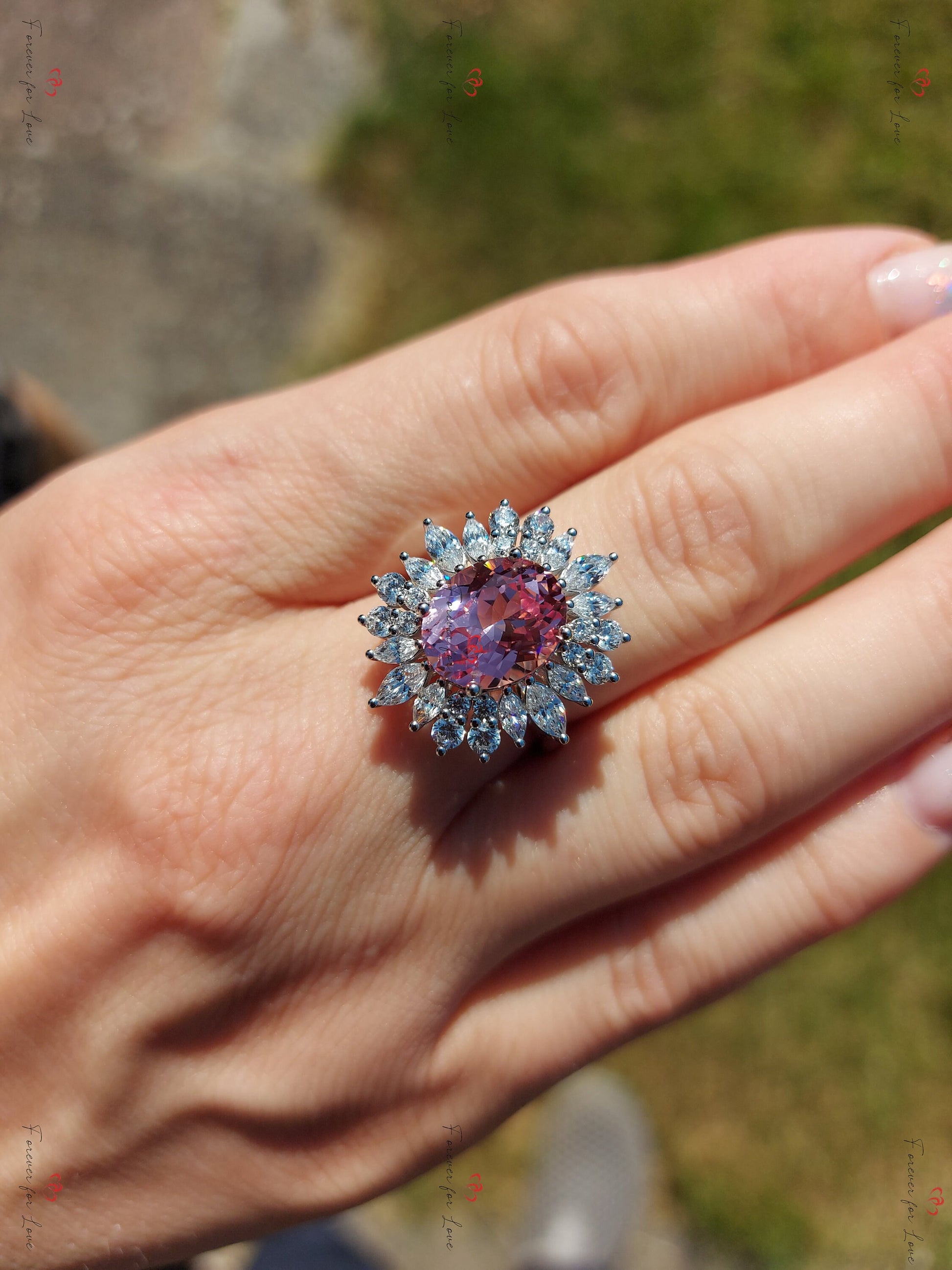 5 Ct Marquise Pink Sapphire Engagement Ring