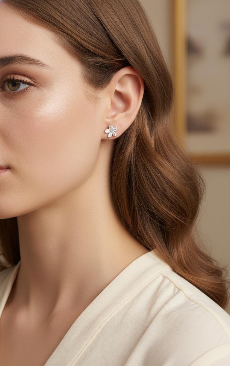 14 Karat Gold Ohrstecker mit tropfenförmigem Blumenmotiv und Diamanten, Labor-Diamantohrstecker, im Labor gezüchteter Diamant, Ohrstecker aus massivem Gold, Blumenohrringe, perfektes Geschenk Moissanite engagement ring in Gold or Platinum — custom handcrafted by Forever For Love