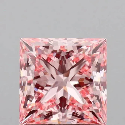 1.16ct Princess Lab Grown Diamond (Colour Fancy Intense Pink, Clarity VVS2, IGI Certified) Forever For Love