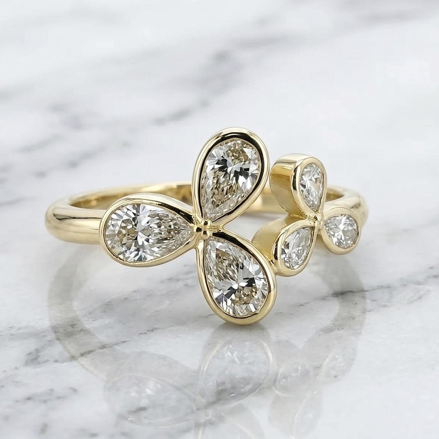 Pear Lab Diamond Ring Pear cut 1Ct Moissanite Brilliant Cut engagement ring in 935 Argentium Silver — custom handcrafted by Forever For Love