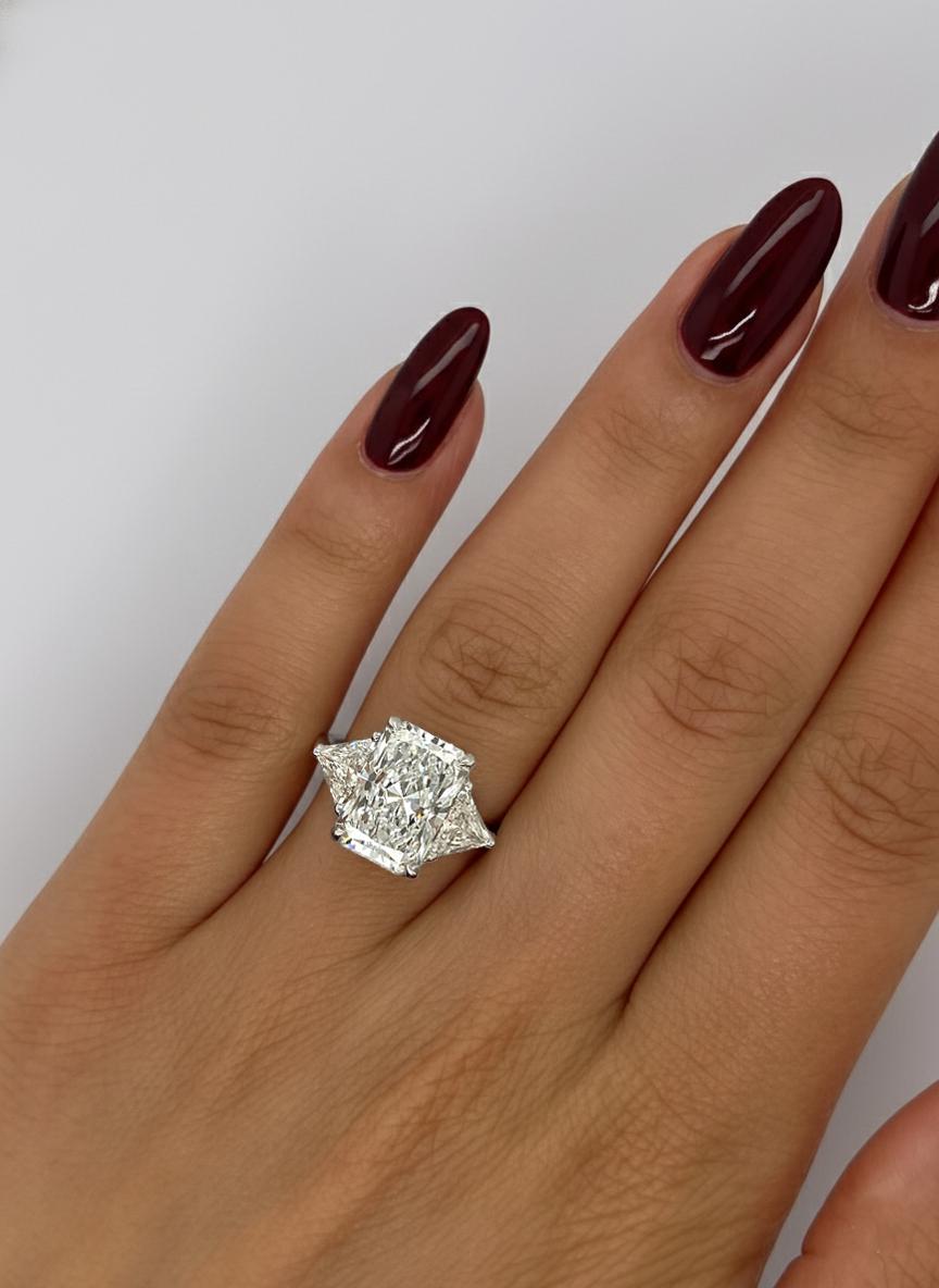 5 Ct IGI Certified Radiant Lab Diamond Three Stone Engagement Ring