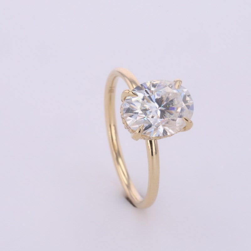 2 Ct Oval Moissanite Halo with Diamond Ring Oval cut 1Ct Moissanite Brilliant Cut engagement ring in 935 Argentium Silver — custom handcrafted by Forever For Love