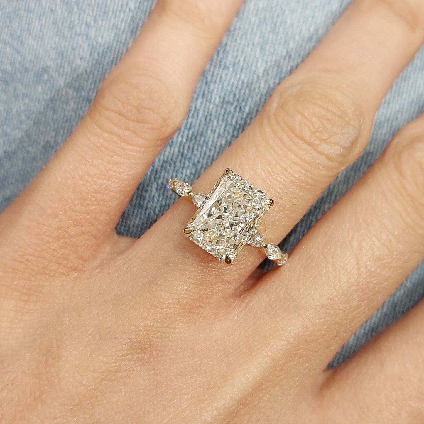 4 Ct IGI Certified Radiant Lab Diamond Solitaire Engagement Ring Radiant cut 1Ct Moissanite Brilliant Cut engagement ring in 935 Argentium Silver — custom handcrafted by Forever For Love
