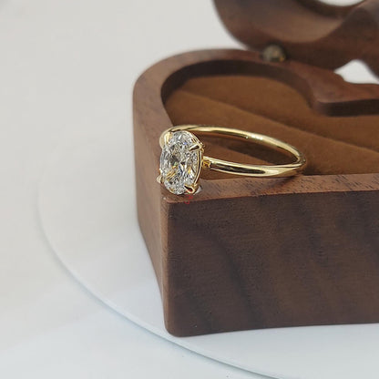 1 Ct Oval Lab Diamond Solitaire Engagement Ring