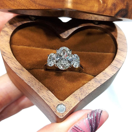 3 Ct IGI Certified Oval Lab Diamond Three Stone Ring