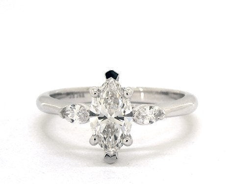 Pear Natural Diamond Halo Engagement Ring