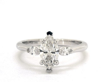 Pear Natural Diamond Halo Engagement Ring