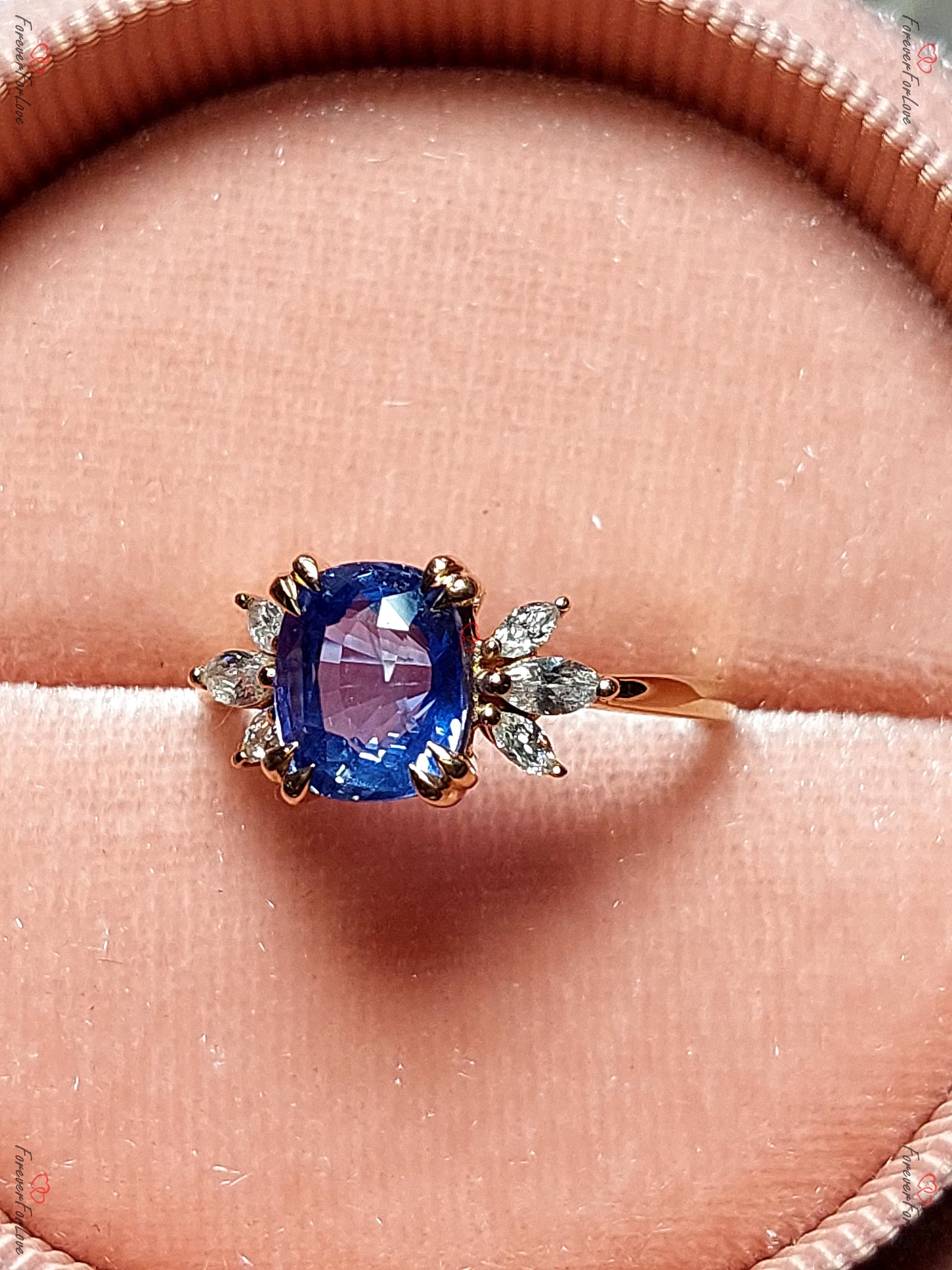 Marquise Blue Diamond, Sapphire Engagement Ring