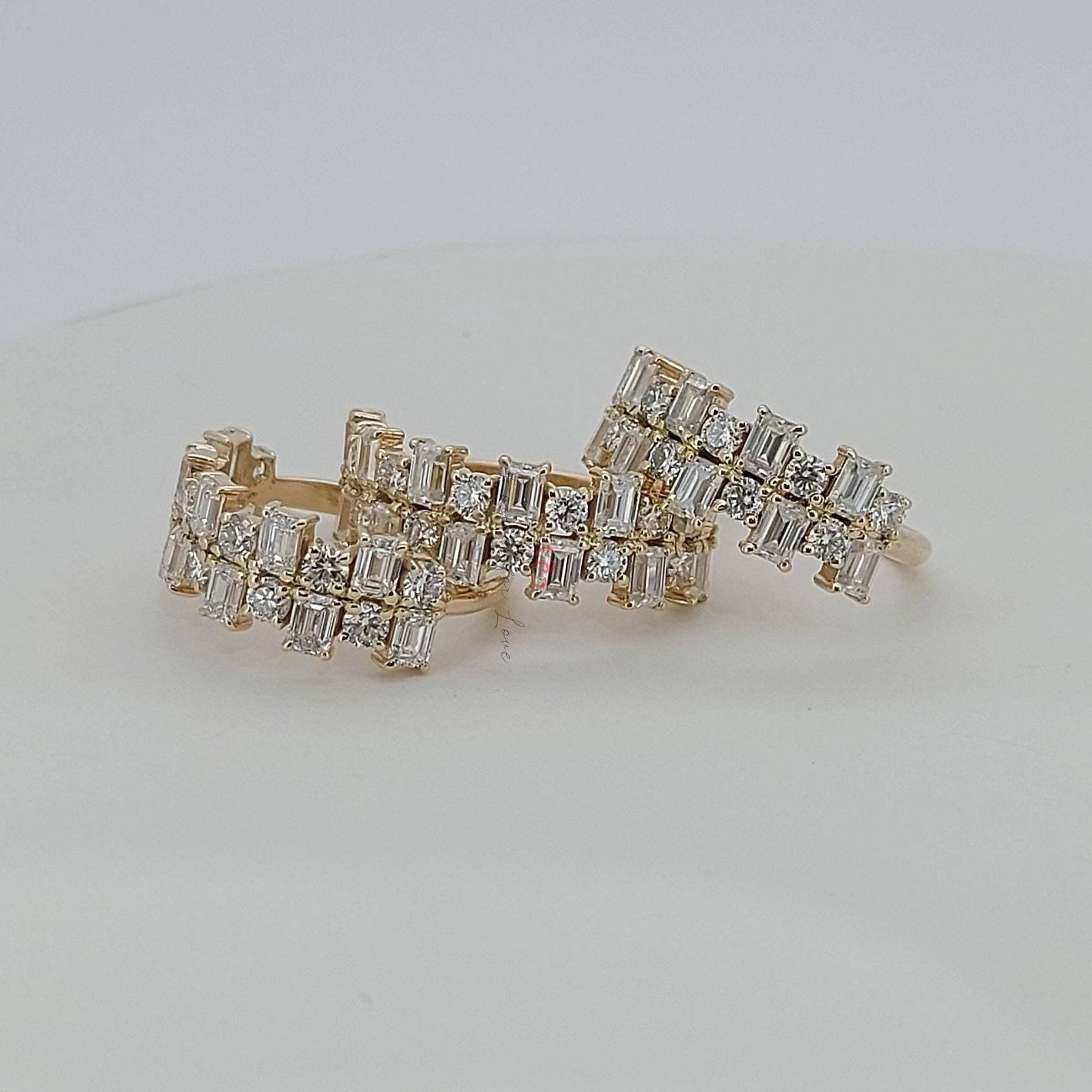 Baguette Lab Diamond Half Eternity Band