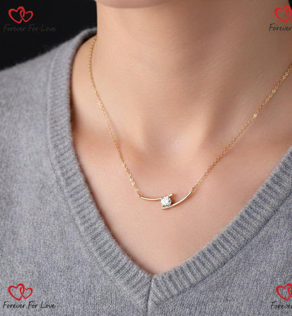 Einzigartige Solitär Halskette mit im Labor gezüchtetem Diamanten – Designer Halskette in Weiß-, Gelb- oder Roségold – fertig zum Verschenken – runder Diamantanhänger