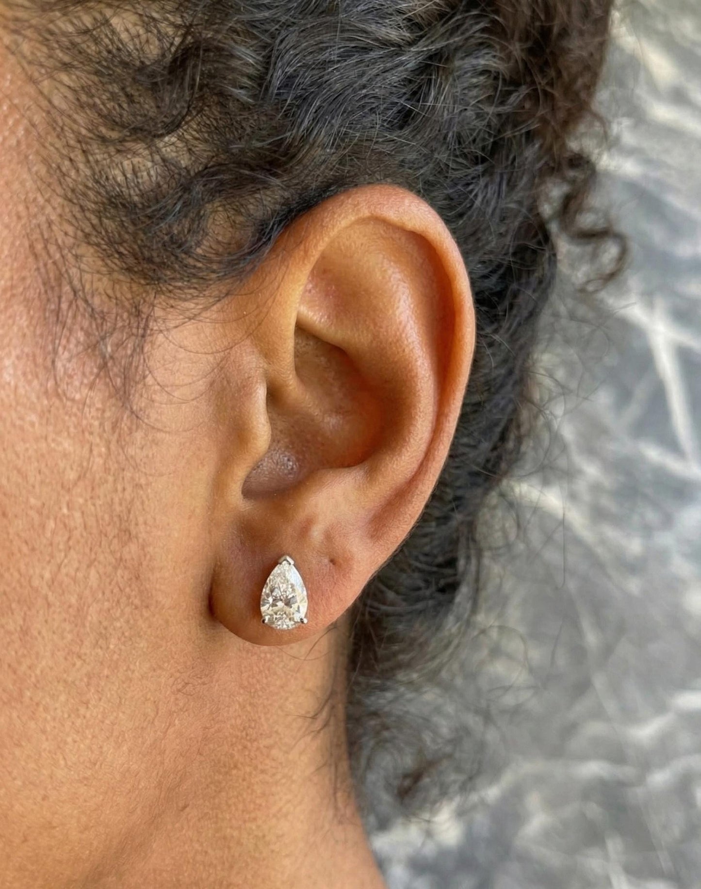 2 Carat Total IGI CERTIFIED D/VVS2 Pear Cut Lab Grown Diamond Stud Earrings, 14k White Gold Pushback Posts, Perfect Gift for Her Moissanite engagement ring in Gold or Platinum — custom handcrafted by Forever For Love