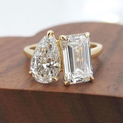 4.5 Ct Emerald Lab Diamond Engagement Ring