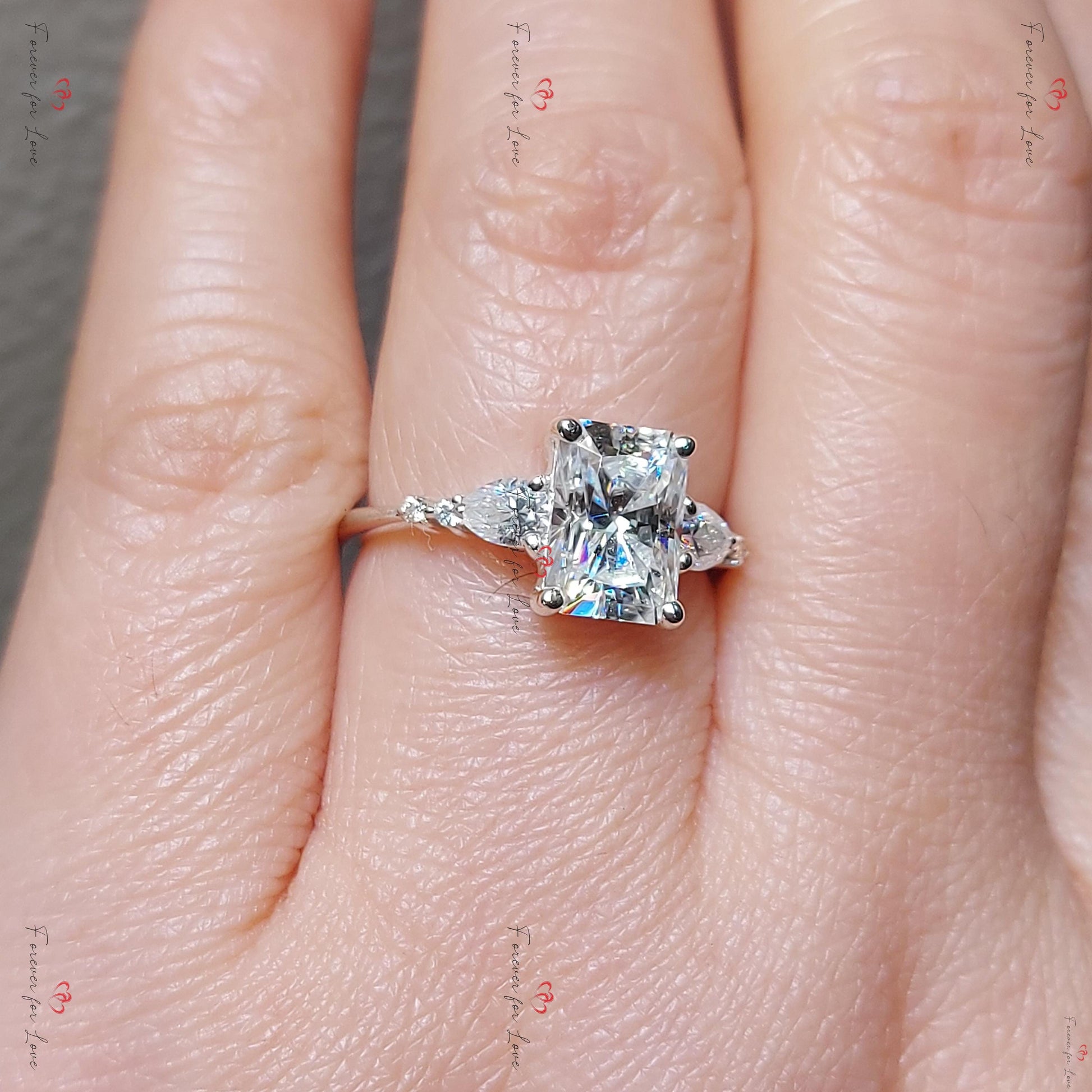 Radiant Diamond, Moissanite Eternity Band