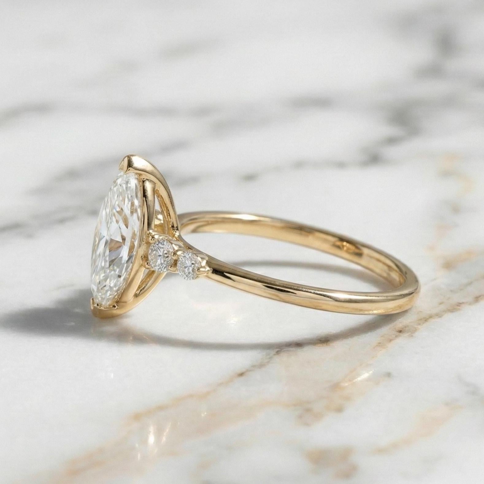 5 Ct IGI Certified Marquise Lab Diamond Engagement Ring