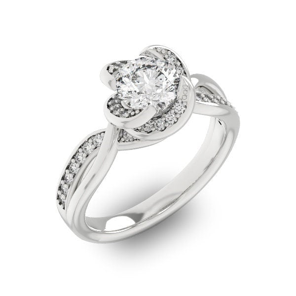 1 Ct Natural Diamond, Moissanite Engagement Ring 1Ct Moissanite Brilliant Cut engagement ring in 935 Argentium Silver — custom handcrafted by Forever For Love